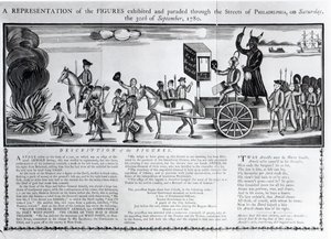 Representation of the Figures Exhibited and Paraded Through the Streets of Philadelphia on Saturday 30th September 1780 by American School